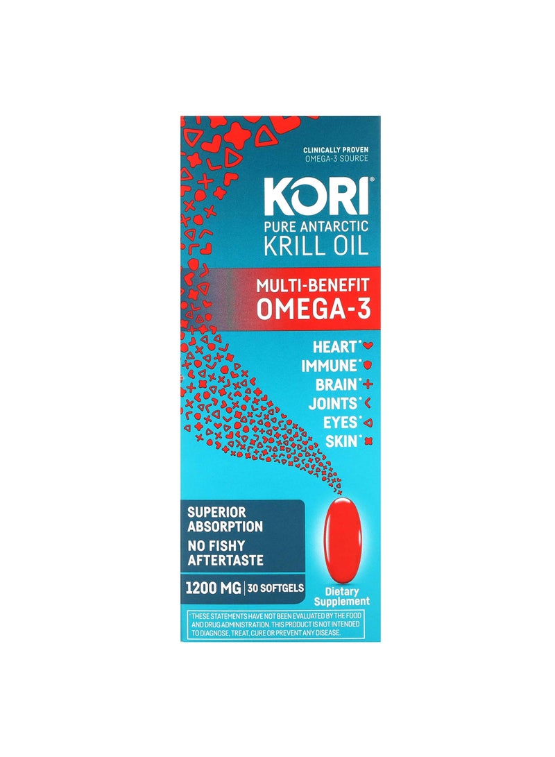 Pure Antarctic Krill Oil, Multi-Benefit Omega-3, 30 Softgels